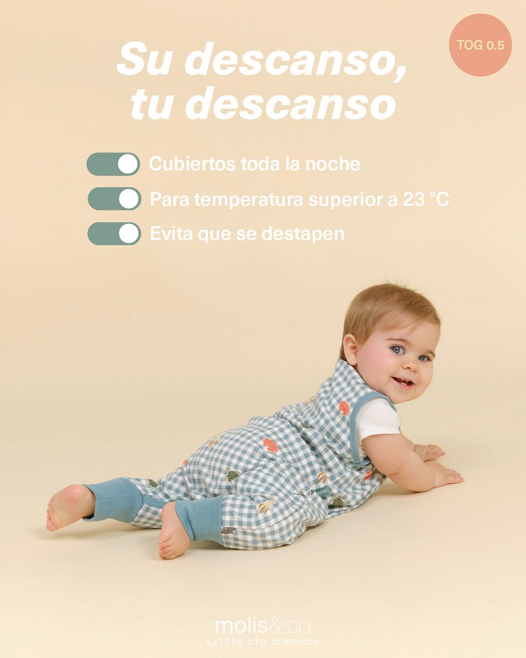 molis&co - Pijama Burbuja con Pies 0.5 TOG - 100 cm (4 años) - Ideal para Verano - 100% Algodón (Oeko-Tex 100) - Summer Sea — view 7