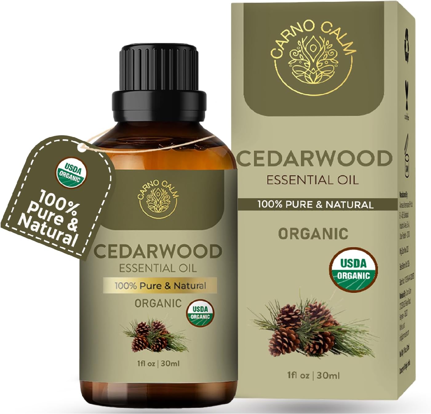 Cedarwood Essential Oil | 100% Pure & Natural | For Hair Skin Focus Wood | Woody and Earthy Aroma for Clarity | Diffuser Fragrance Oil Soaps Candles | 30ml