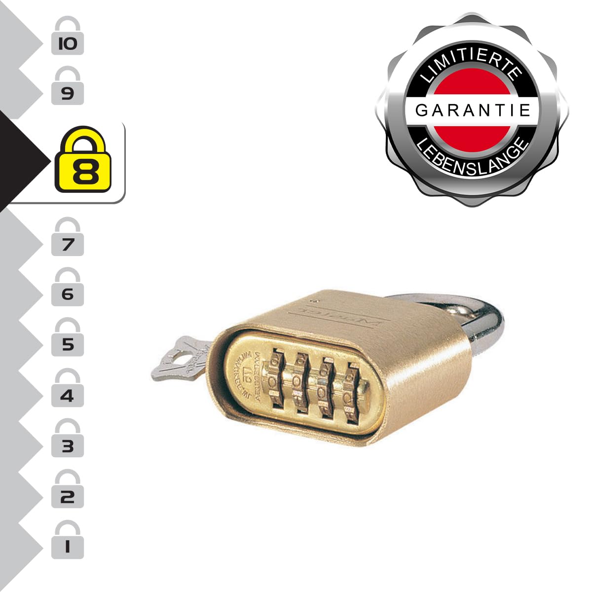 MASTER LOCK 175EURDLH Kombinationsvorhängeschloss 51mm Vollmessing Bügel 57mm