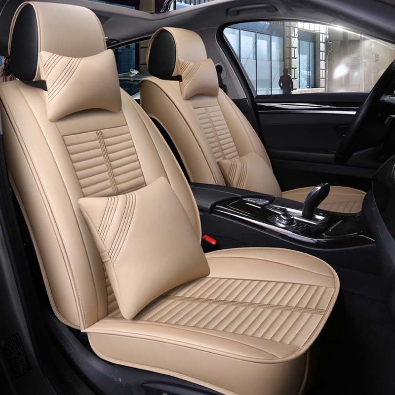 Housse de siège voiture en cuir PU beige luxe pour sublimer et protéger votre habitacle