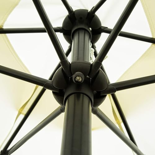 Miniatura 7 de Sombrilla Sunnyglade para patio, 7.5 pies, con botón de inclinación, manivela, 6 varillas, Beige