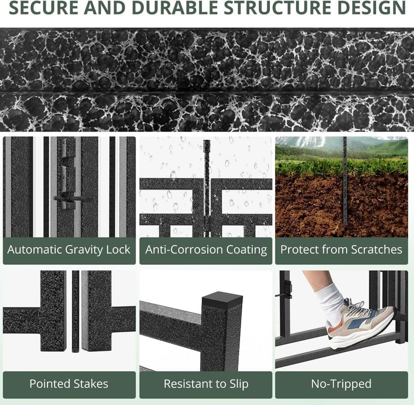 Dog Playpen Dog Fence Outdoor for Yard 40" H with 16 Panels Sturdy Portable Puppy Playpen for Indoor Outdoor RV Camping Use - Black Silver