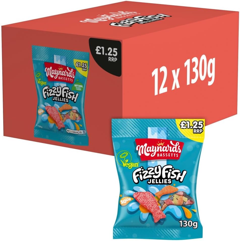 Maynards Bassetts Sweet Bags 10 x 130g (Fizzy Fish Jellies)