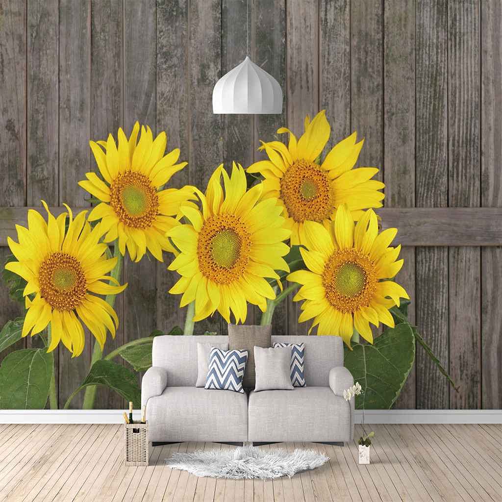 Poster mural personnalisé tournesol jaune 3D autocollant DIY
