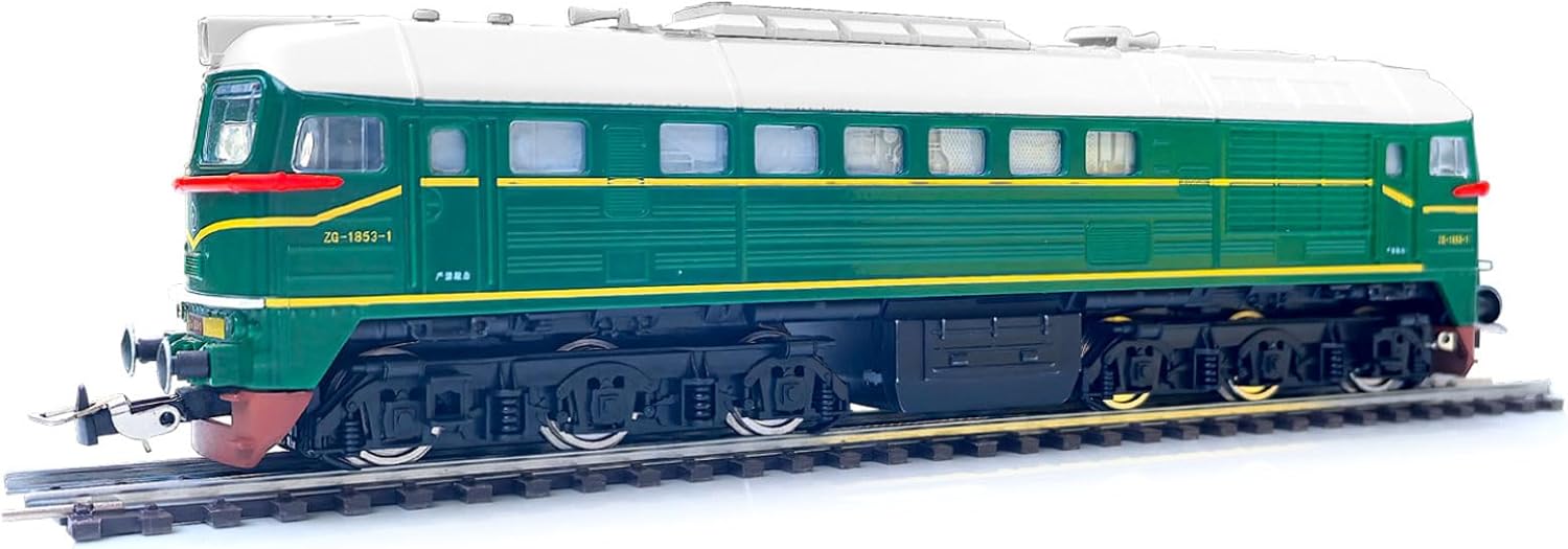 HO Scale Diesel Locomotive Model Train, Green with Yellow Stripes, Metal Wheels, NO. 96410, Detailed Replica