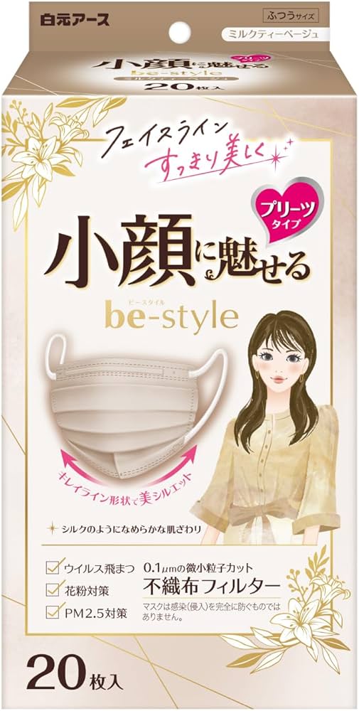 Amazon.co.jp: ビースタイル 白元アース マスク プリーツタイプ ふつう