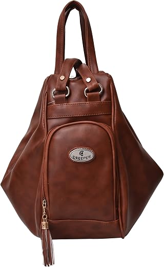 creeper Women’s Stylish Brown Shoulder Handbag | Premium PU Leather | Spacious Casual Tote for Daily Use | Lightweight & D...