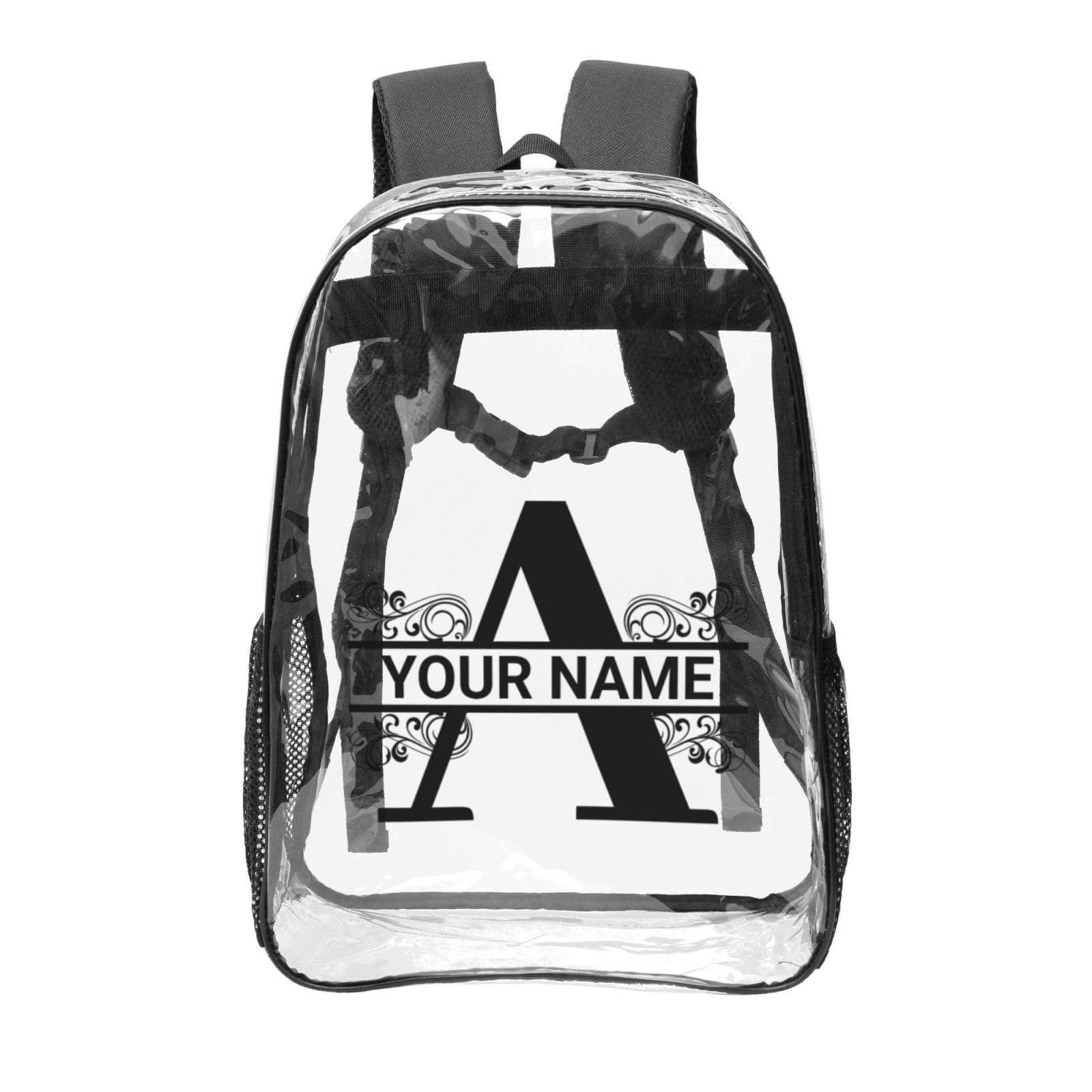 Midkepf Personalized Clear Backpack for Women Men, Custom Transparent Backpacks with Name Text Photo, PVC Adjustable See Through Bag Suitable for