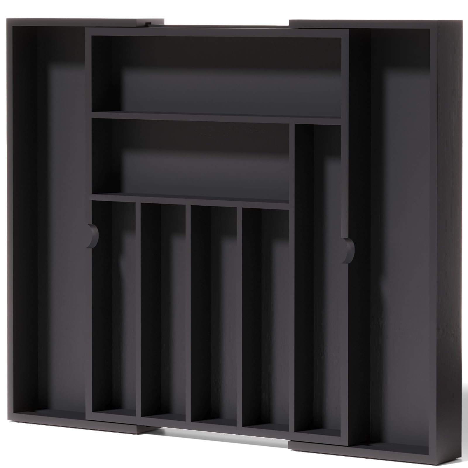 Fibogollo Cutlery Organiser Bamboo Black Extendable Kitchen Drawer