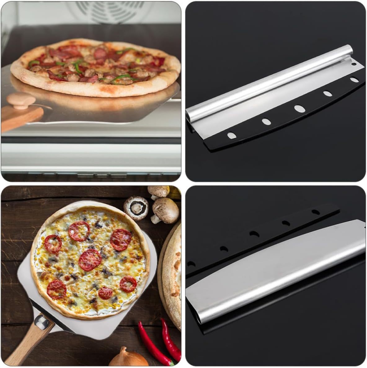 Toyvian 2 Pcs Aluminum Pizza Scraper Set with Foldable Design and Reinforced Joint, Sturdy Pizza Peel Tools for Easy Transfer and Serving in Home Kitchen Random Color