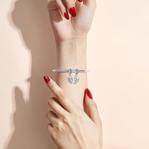 Miniatura 3 de KunBead 2 colgantes de corazón para madre, hija, hijo, madre, hijo, mamá, compatible con pulseras Pandora