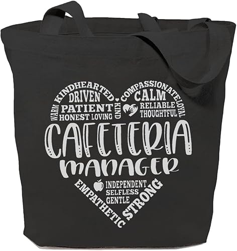 GXVUIS Cafeteria Manager - Bolsa de lona para mujer, diseño estético de corazón, reutilizable, bolsas de compras, almuerzo, regalos para mujer