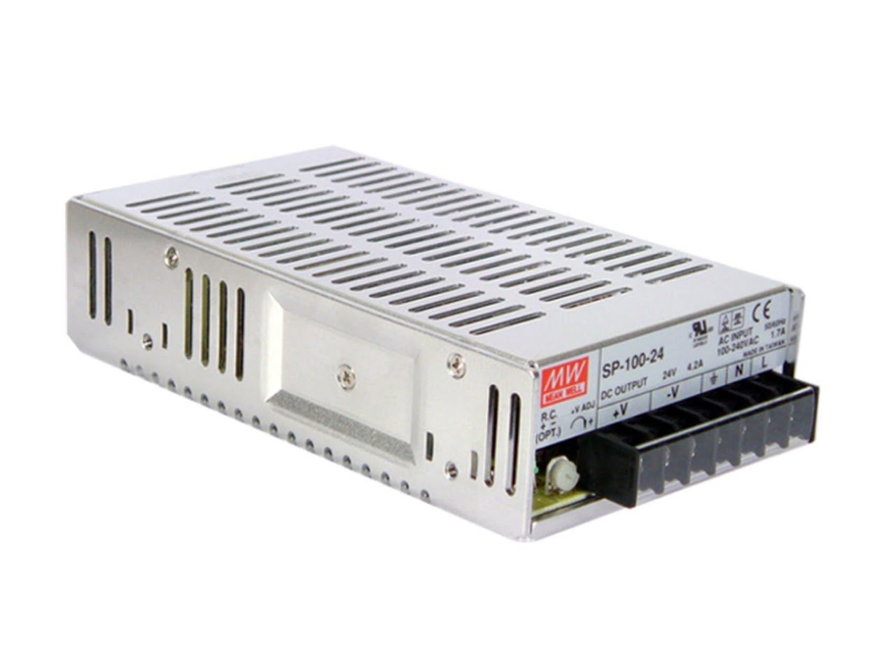 Mean Well SP-100-24 AC/DC Power Supply, Single Output, 24 Volt, 4.2 Amp, 100.8 Watt, 7.0 L x 3.9 W x 1.8 H