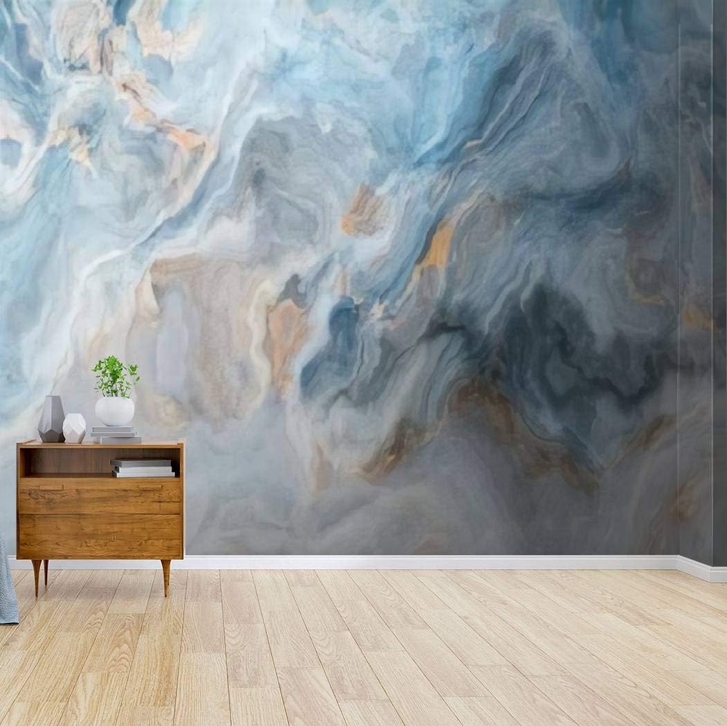 116"Wx83"H Self Adhesive Wallpaper Roll Paper Blue Marble Pattern with Grey and Gold inclusions Abstract Texture Peel and Stick Wallpaper Decorative Wall Mural Posters Home Covering Interior Film