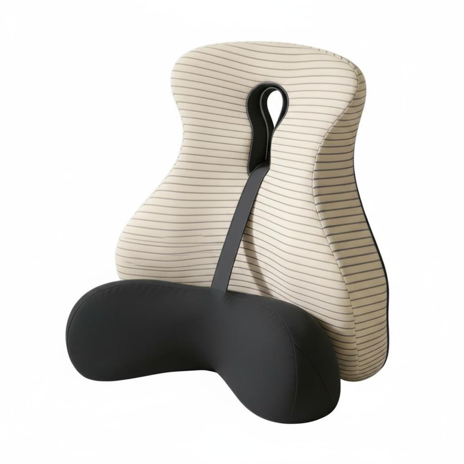 Cojín Lumbar de Apoyo Cojín Respaldo Espalda Silla Almohada Lumbar Soporte Ergonómico Contorno Alto con Apertura Central y Curvatura Inferior Adecuado, Gris, 42 14 49 Cm