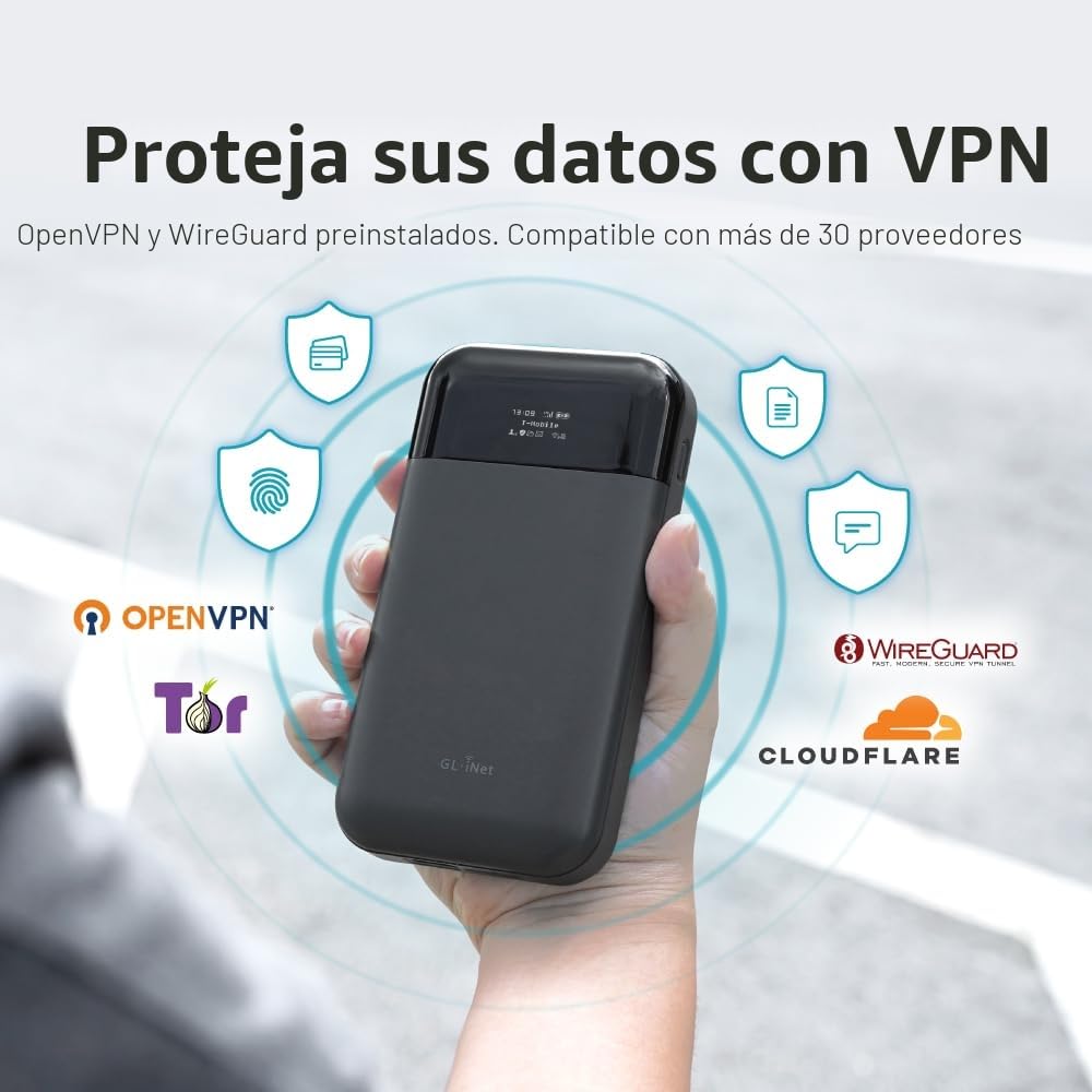 GL.iNet GL-E750V2 (MUDI) Punto de Acceso Wi-Fi portátil 4G LTE para Viajes | Dispositivo de Punto de Acceso Móvil, OpenWrt, OpenVPN, WireGuard, Tor, 7000mAh, Versión Global