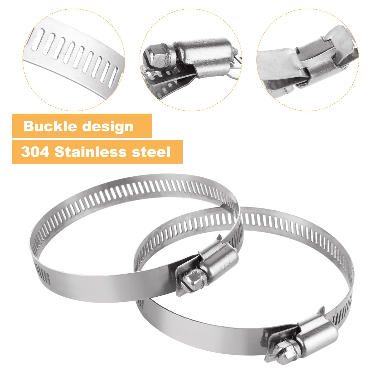 GBACHOOSE 20 Pcs Metal Hose Clips Hose Clamps, 91-114mm Adjustable Ducting Clamps - Image 3