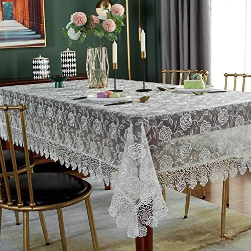 SUTAVIA Lace Tablecloth Embroidered Cover,Classic Rectangular Oblong 60" x 120" Inch Dustproof Tablec Cover,for Kitchen Dining Picnic Table and Wedding Banquet Home Decoration (Offwhite, 59"×104")