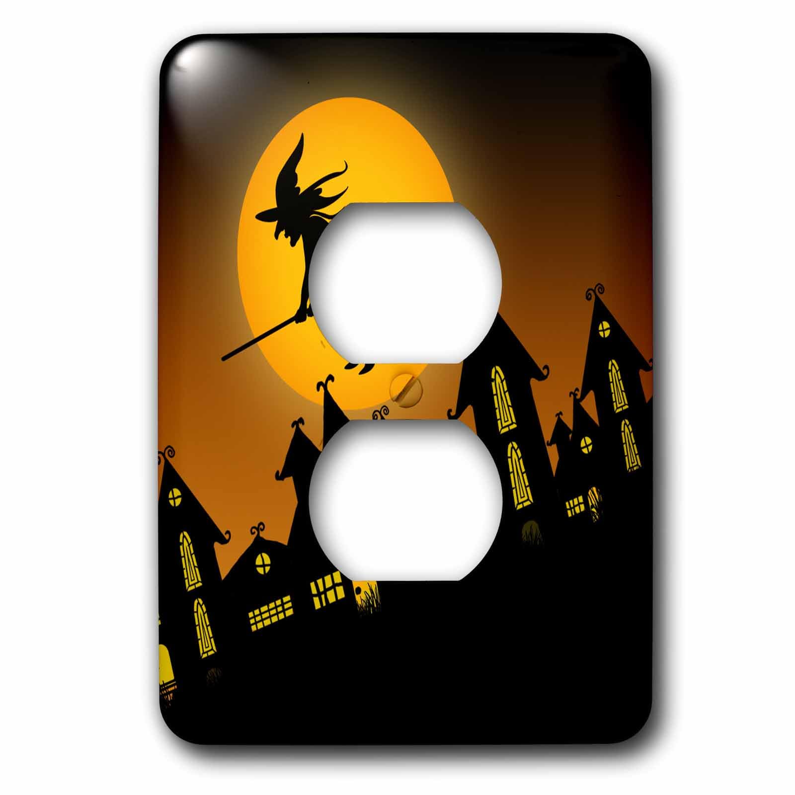 Ville d'Halloween prise interrupteur avec sorcière volante lsp_172236_6