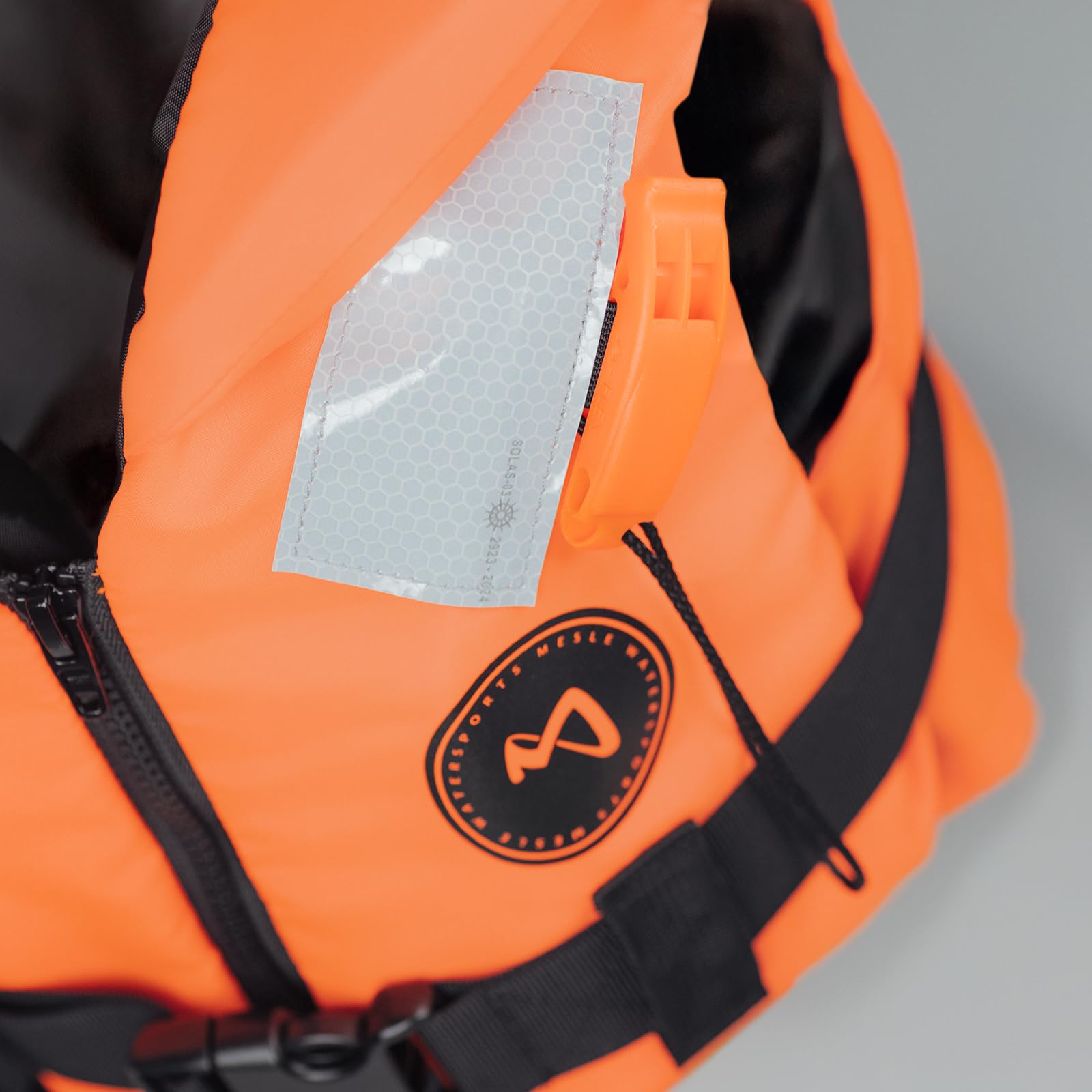 MESLE Rettungsweste 100N ohnmachtsicher nach DIN EN ISO 12402-4 | Schwimmweste für Kinder & Erwachsene 10–120 kg | Signalpfeife, Reflektoren, Drainagelöcher | ideal für Boot, Segeln & Wassersport