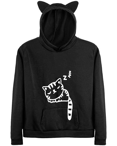 Women Teen Girls Hoodie Sweatshirt With Cute Cat Ear and