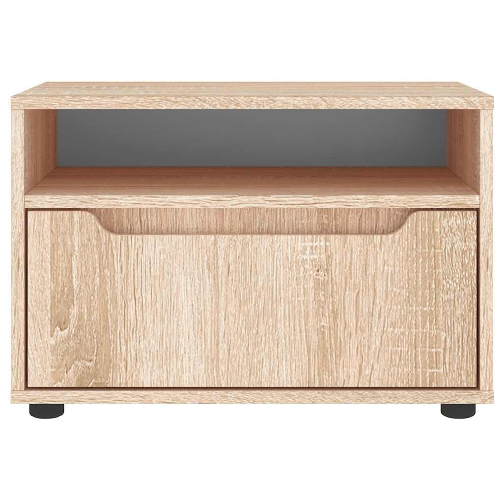 Szafka pod telewizor VISNES dąb Sonoma 60 x 40 x 38 cm, materiał drewnopochodny z miejscem do przechowywania, szafka pod telewizor z wbudowanymi uchwytami, zajmujący mało miejsca mebel