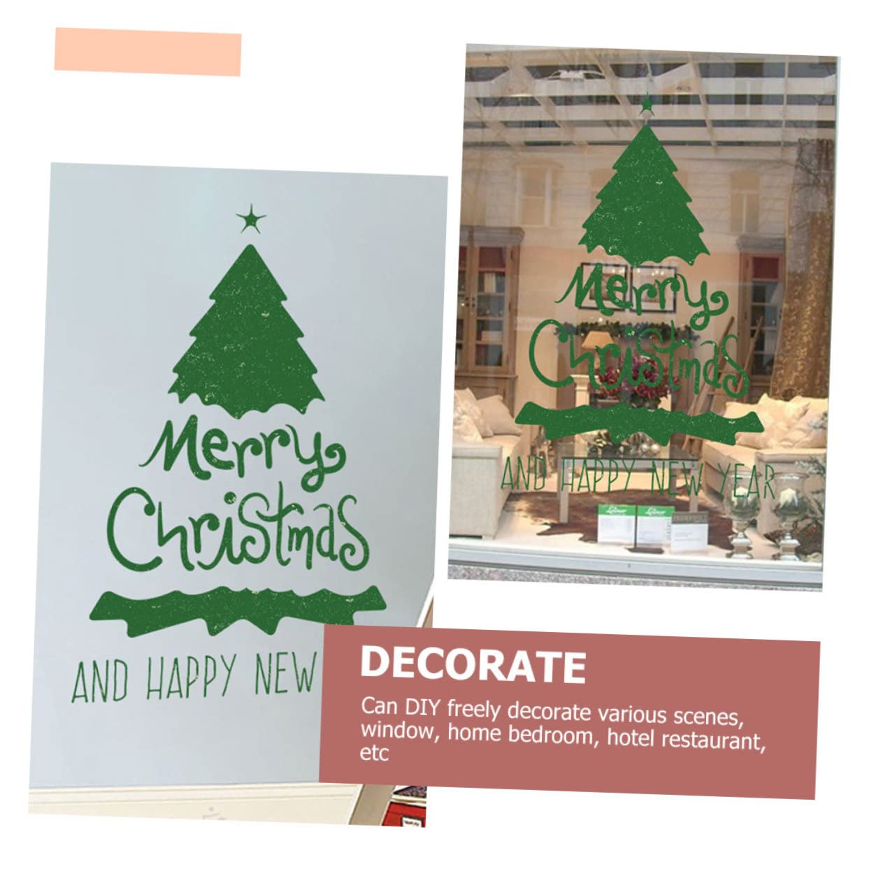 PRETYZOOM 10 Blätter Wandtattoo Weihnachtsbaum Weihnachtsfeier Weihnachtsdekorationen Für Schlafzimmer Türaufkleber Für Weihnachten Fensteraufkleber Für Den Urlaub Weihnachtswand Green Pvc