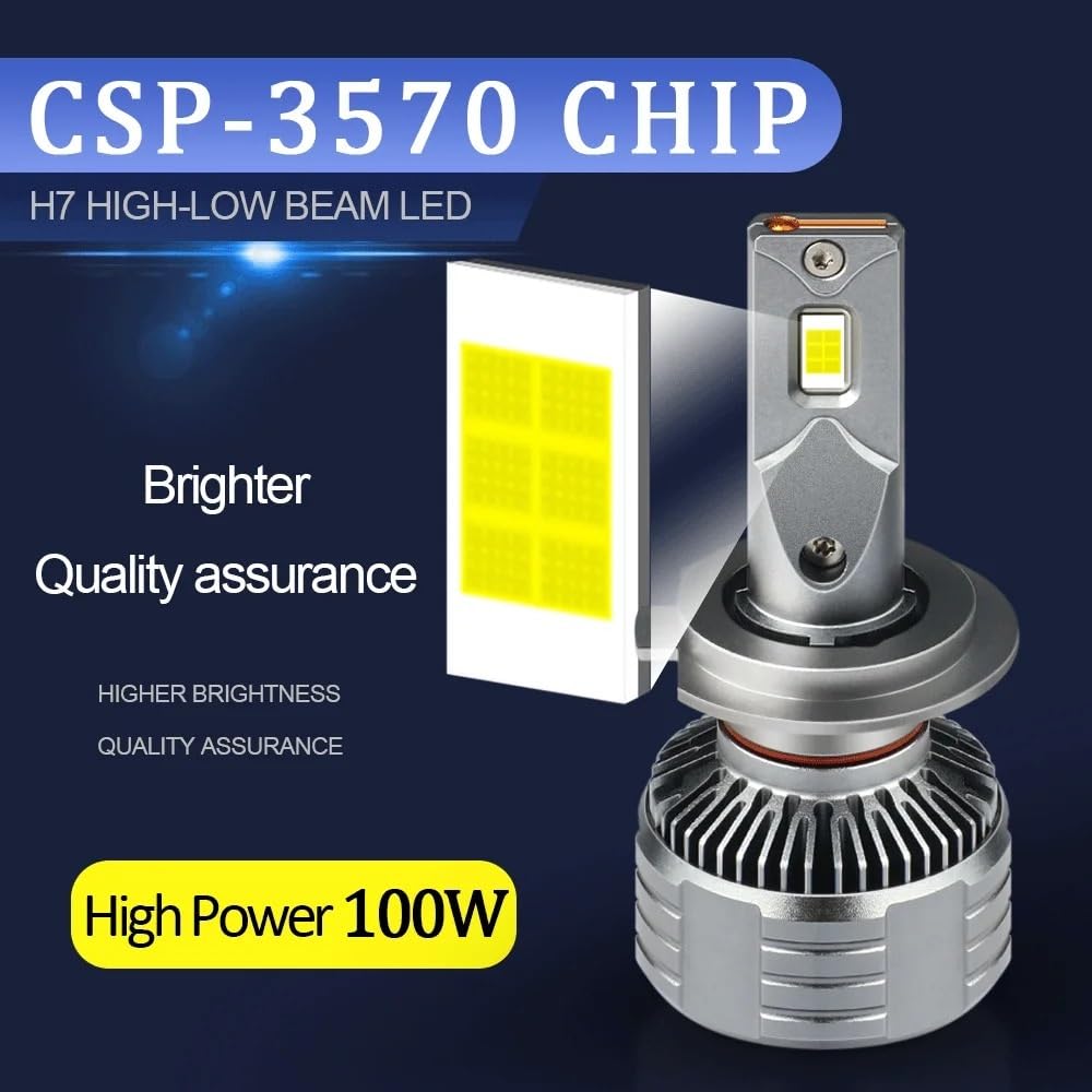 2 faros delanteros F13 de 20.000 lm, 100 W, H7 LED, H4, CANbus, CSP 3570, H1, H11, 9005, Hb3, Hb4, 9012, blanco puro, 6000 K, 12 V(9005/HB3)