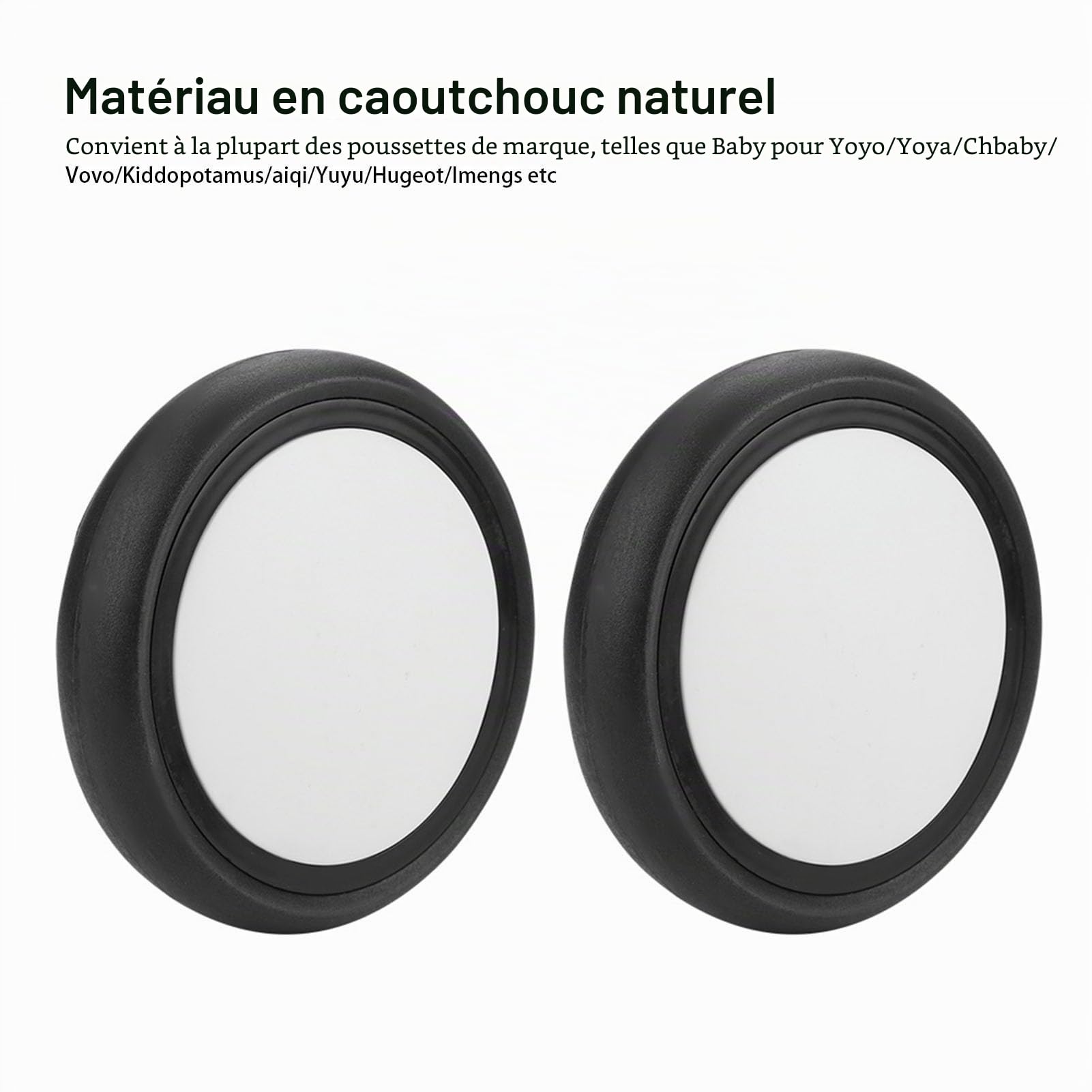Roues Poussette, Roues Arrière Avant en Caoutchouc 13cm/5.1in avec Roulement, Accessoire de Rechange Compatible pour Poussette Bébé