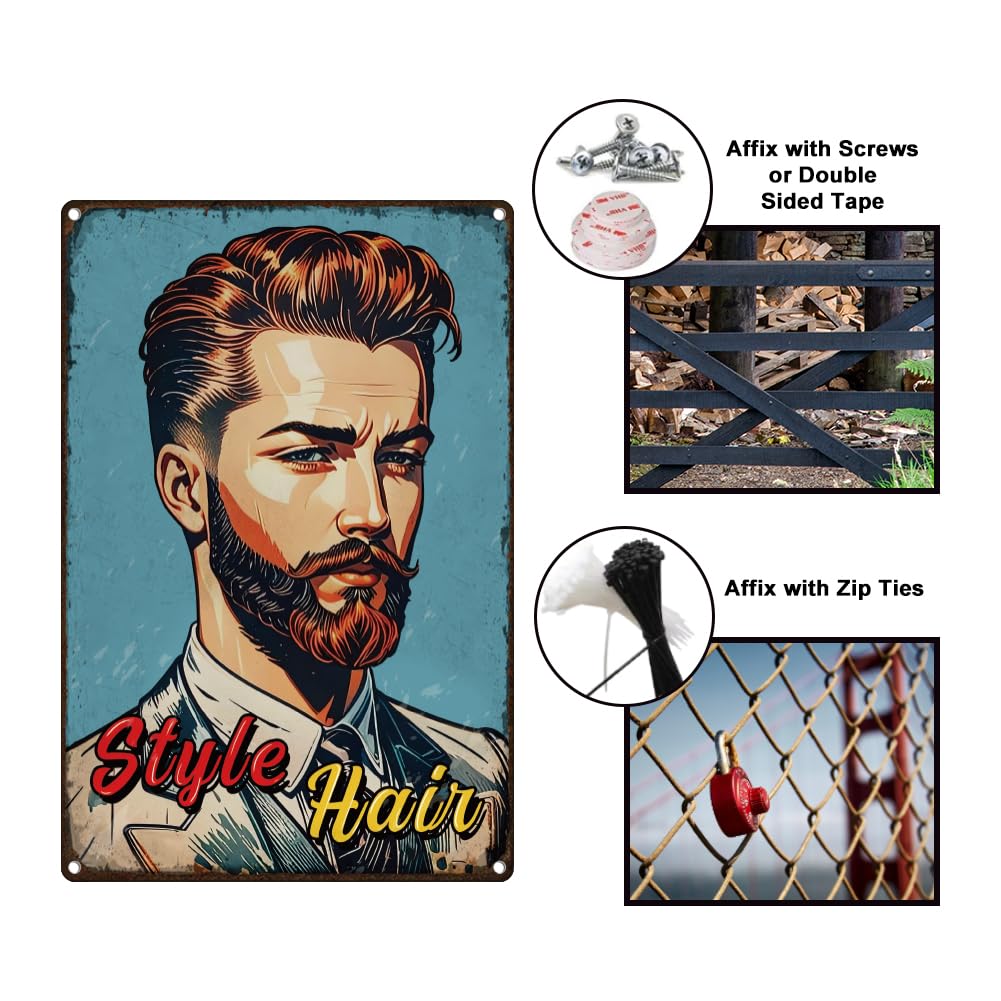 plaque en métal porte de magasin BARBERSHOP barbier coiffeur homme rasage 30cm