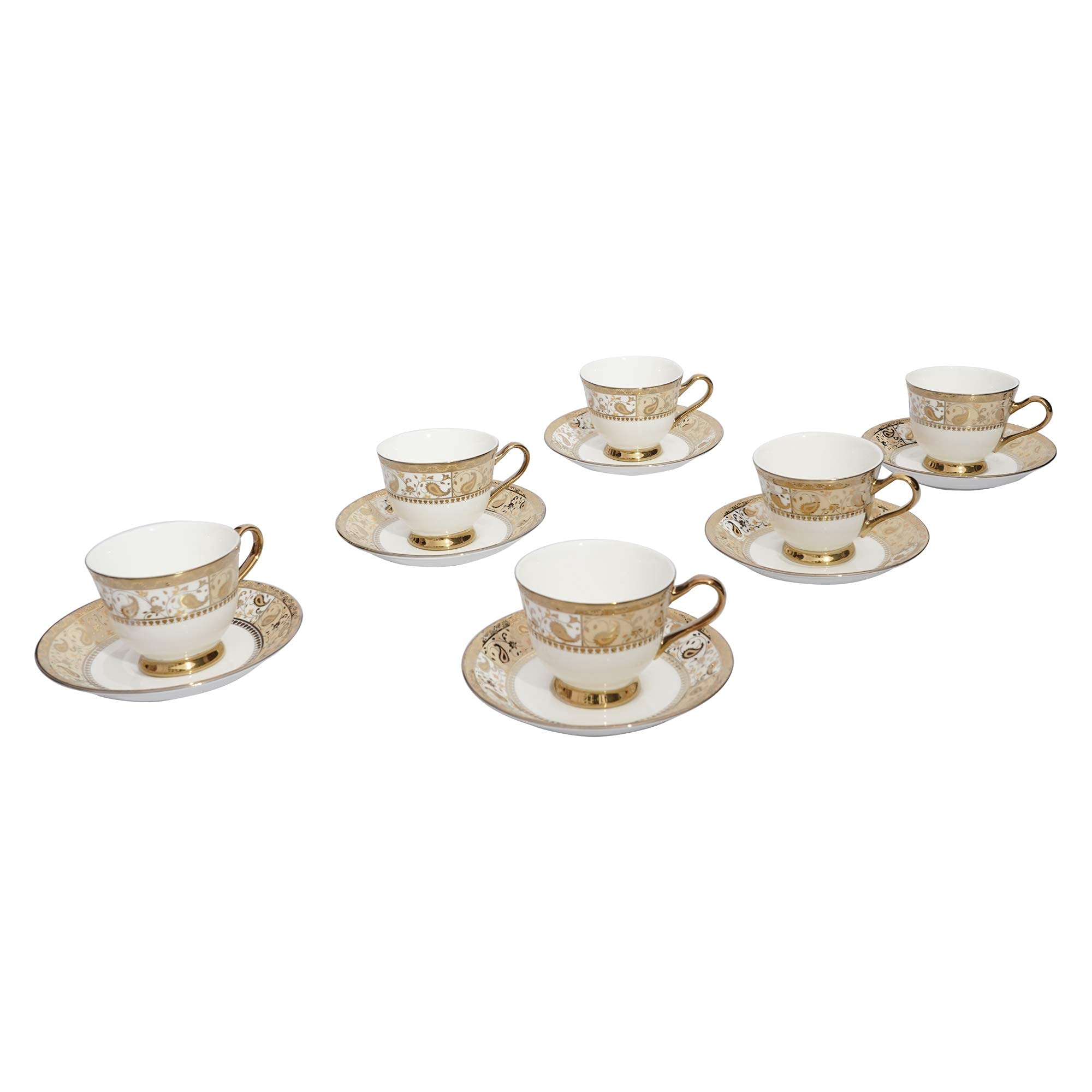 Home-Cart Tea Cup and Saucer Set of 12-Pieces Multicolour 2