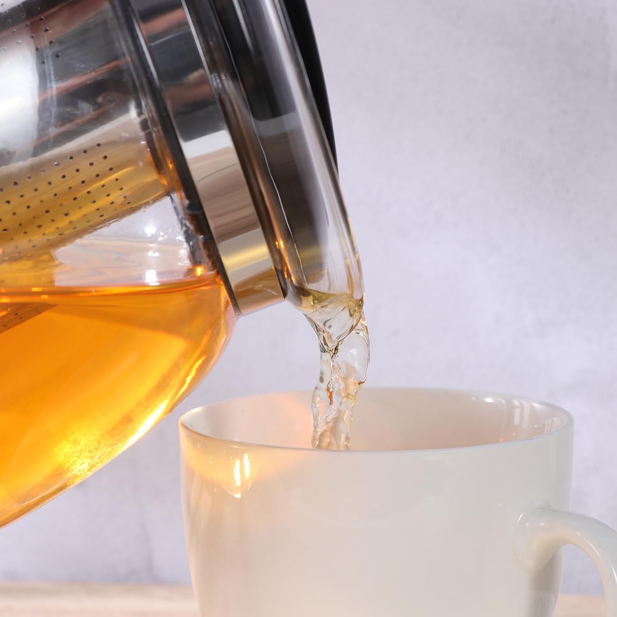 OUNONA - 2000ML Glas Teekanne mit Siebeinsatz, Borosilikat Glas Teebereiter mit Abnehmbarem Teesieb, Geeignet fr Teewarmer