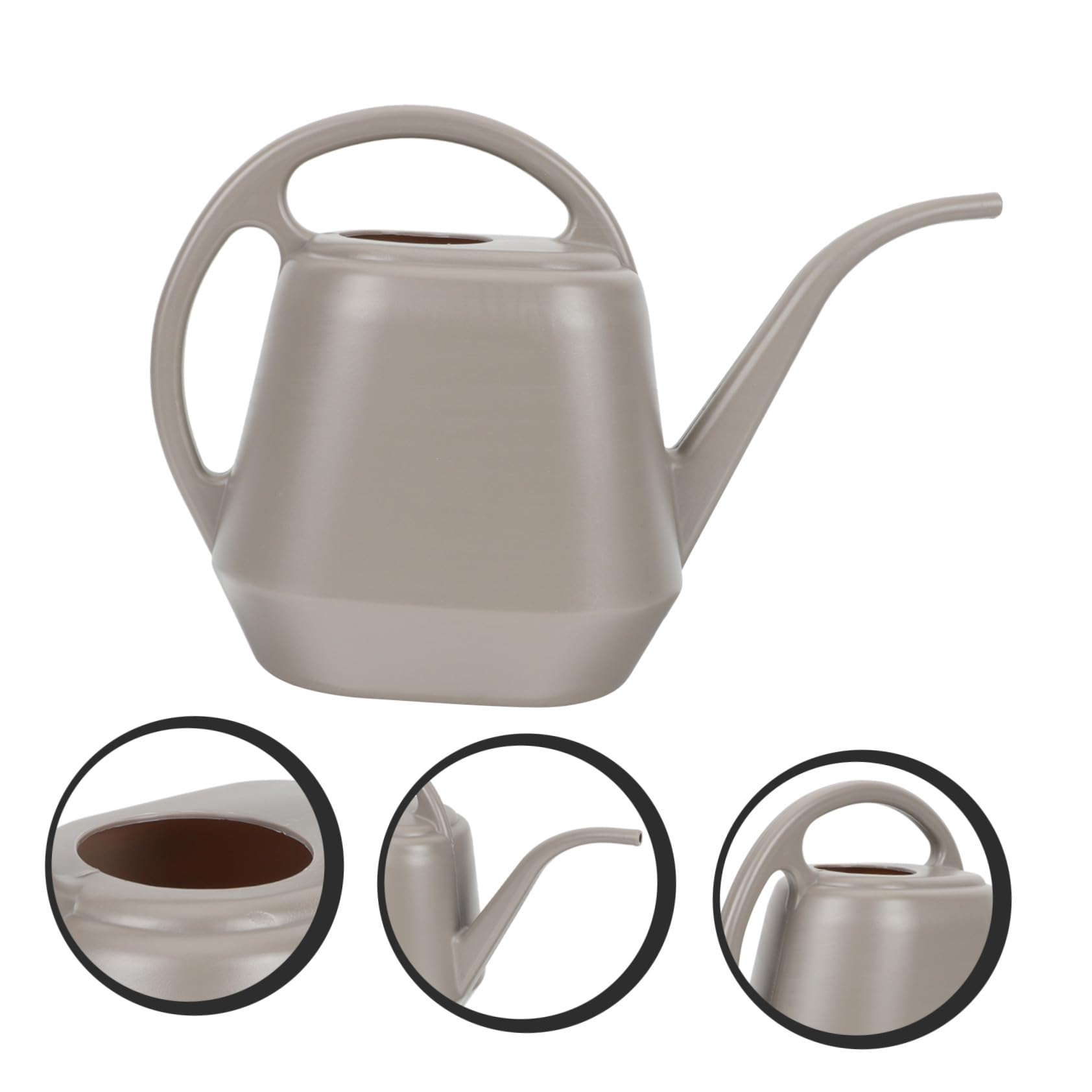 Regadera para Flores de Interior y Exterior Boquilla Larga, Capacidad 4l, Plástico Resistente Color Café para Riego de Plantas y Suculentas