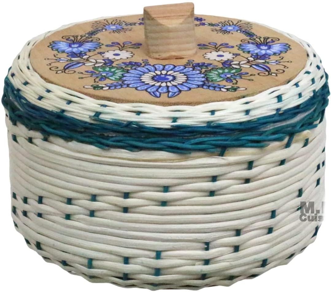 Tortilla Warmer 9" Tortillero de Mimbre Traditional Wicker Made in Mexico Traditional Handmade Styrofoam (Purple)