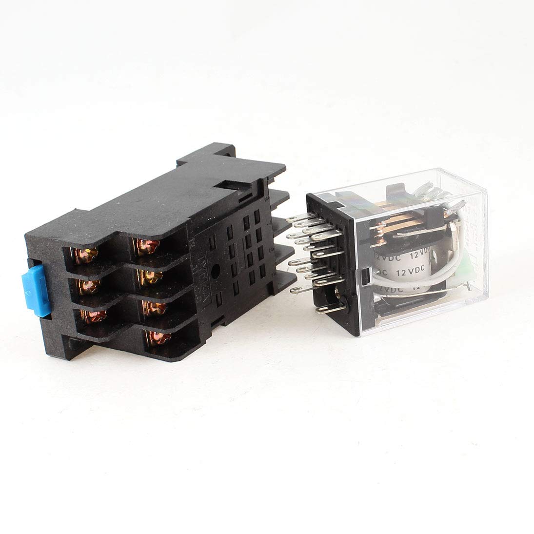 uxcell HH54PL DC12V Coil Green Lamp Electromagnetic Power Relay W Base 10Pcs