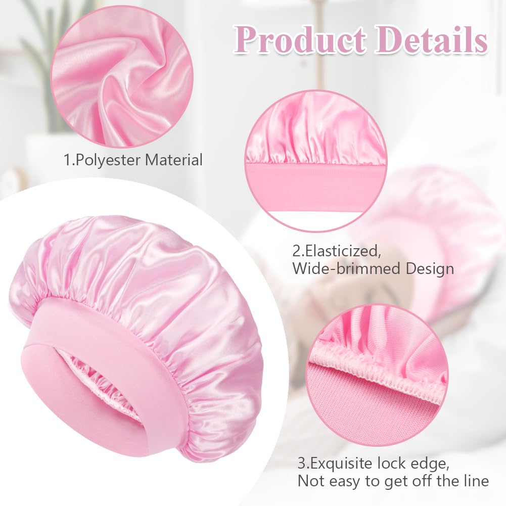 Flintronic 2 Pezzi Donna Berretto Da Notte Raso, Cuffia da Bagno Elastica per Donne, Cuffia Seta Capelli Ricci, Dormire in Raso Morbido e Confortevole