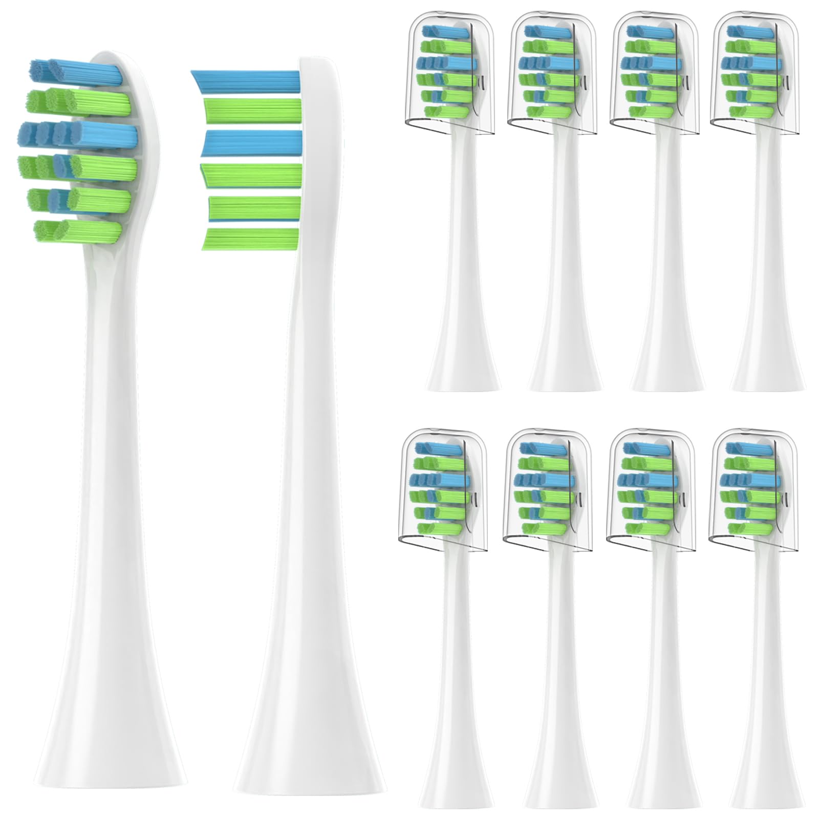 10 Pack Toothbrush Replacement Heads Compatible with 7AM2M AM100/AM105/AM111 Electric Toothbrush, Soft Brush Bristles, White