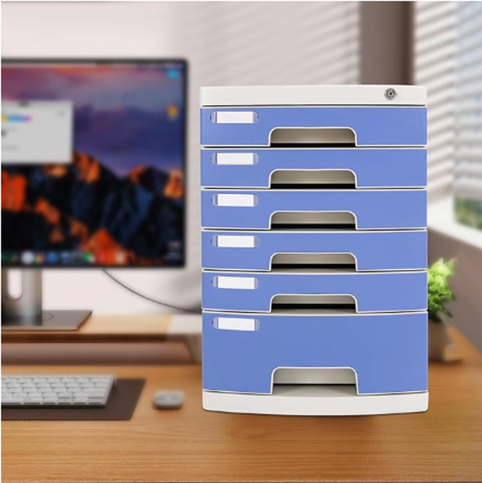 Organizzatore Documenti Scrivania a 2-14 Livelli con Serratura, Cassetto Portadocumenti Sicuro con Serratura a Chiave e Indice per Etichette per Carta/Materiale A4(Large (4 Layers))