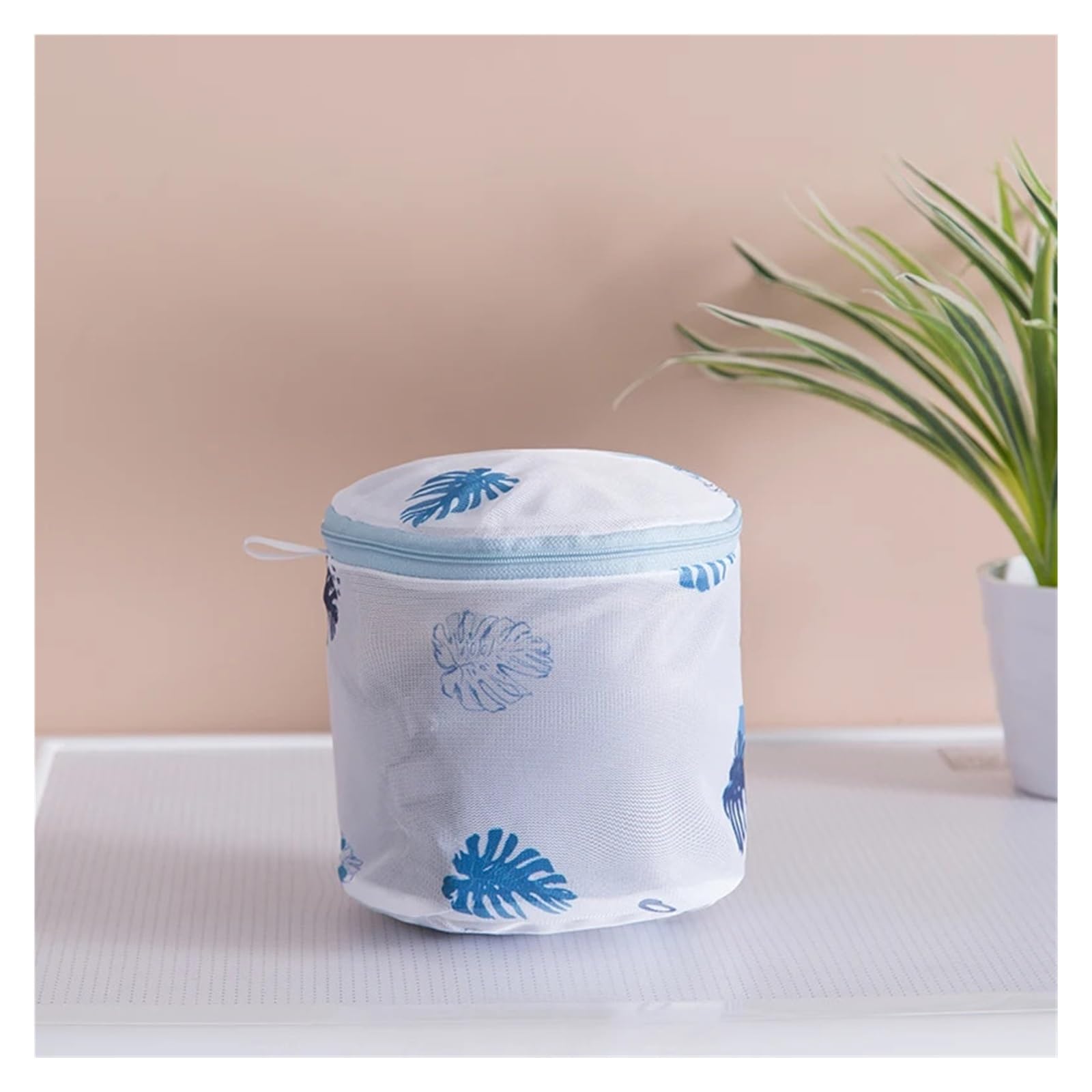 Bolsa de lavandería con Estampado de Hojas Azules, Bolsa de Limpieza Protectora for Ropa Sucia, Organizador de Ropa for el hogar, Bolsas de lavandería con Cremallera de Malla(6Pcs Set)