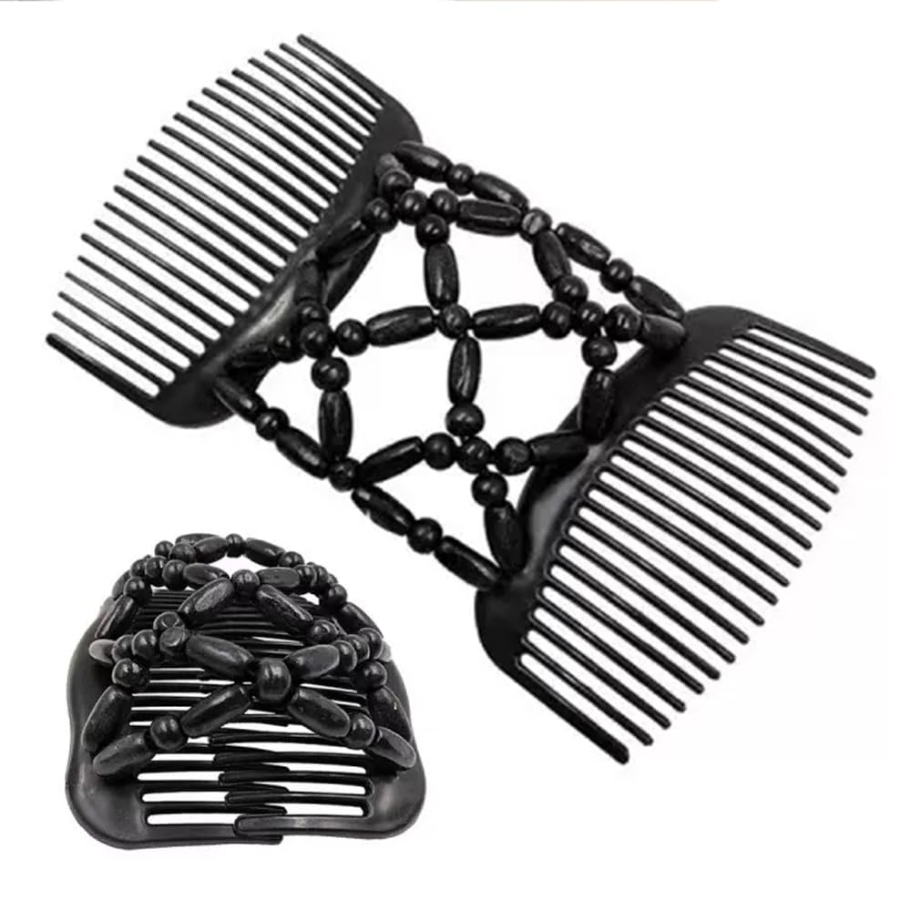 2PCS Estirar Combs,Magic Hair Combs,Pinza de Pelo Elástica Doble Clips,Peinetas Elásticas de Pelo para Mujer Moda Mágica Peine para el Cabello Mágico,para Cabello Largo Corto y Rizado
