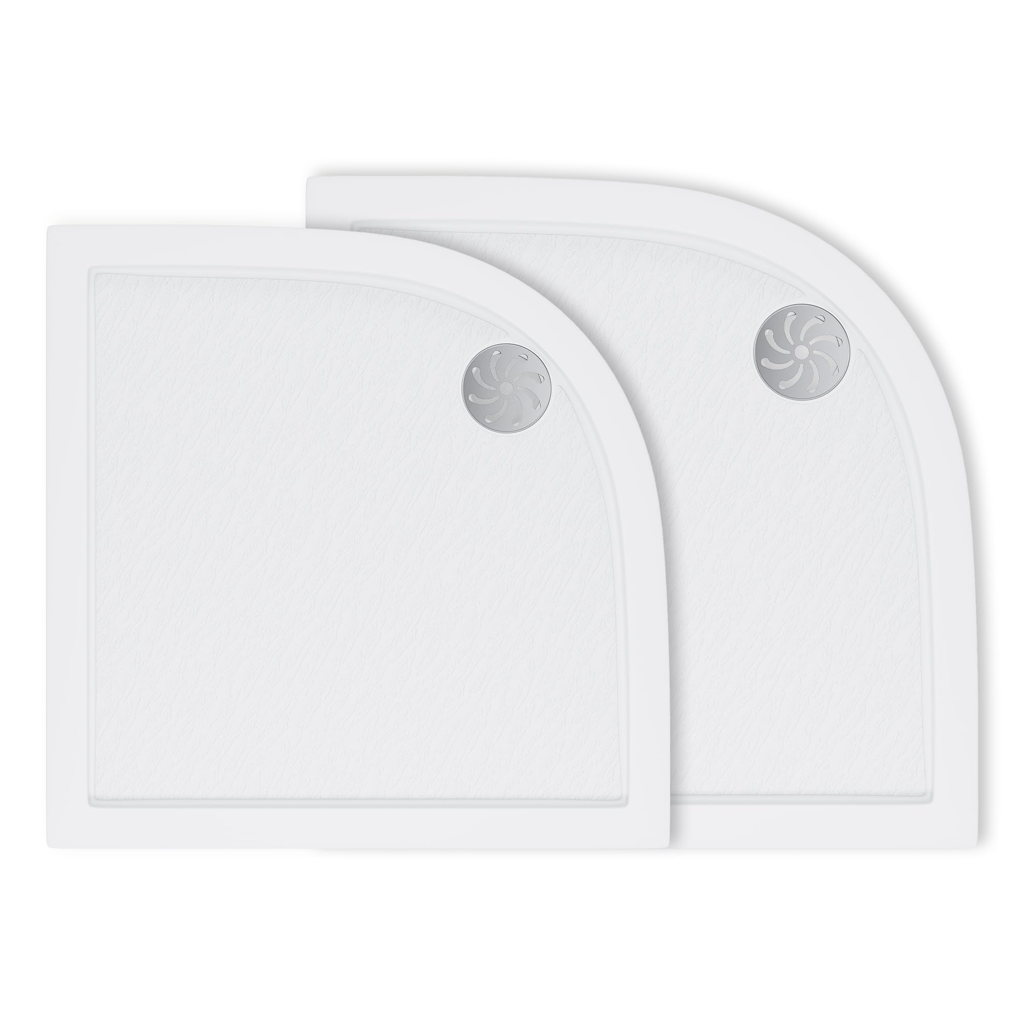 SONNI Oval Duschwanne, 90x90x4 cm, SMC, Rutschfeste Design, Mit Siphon