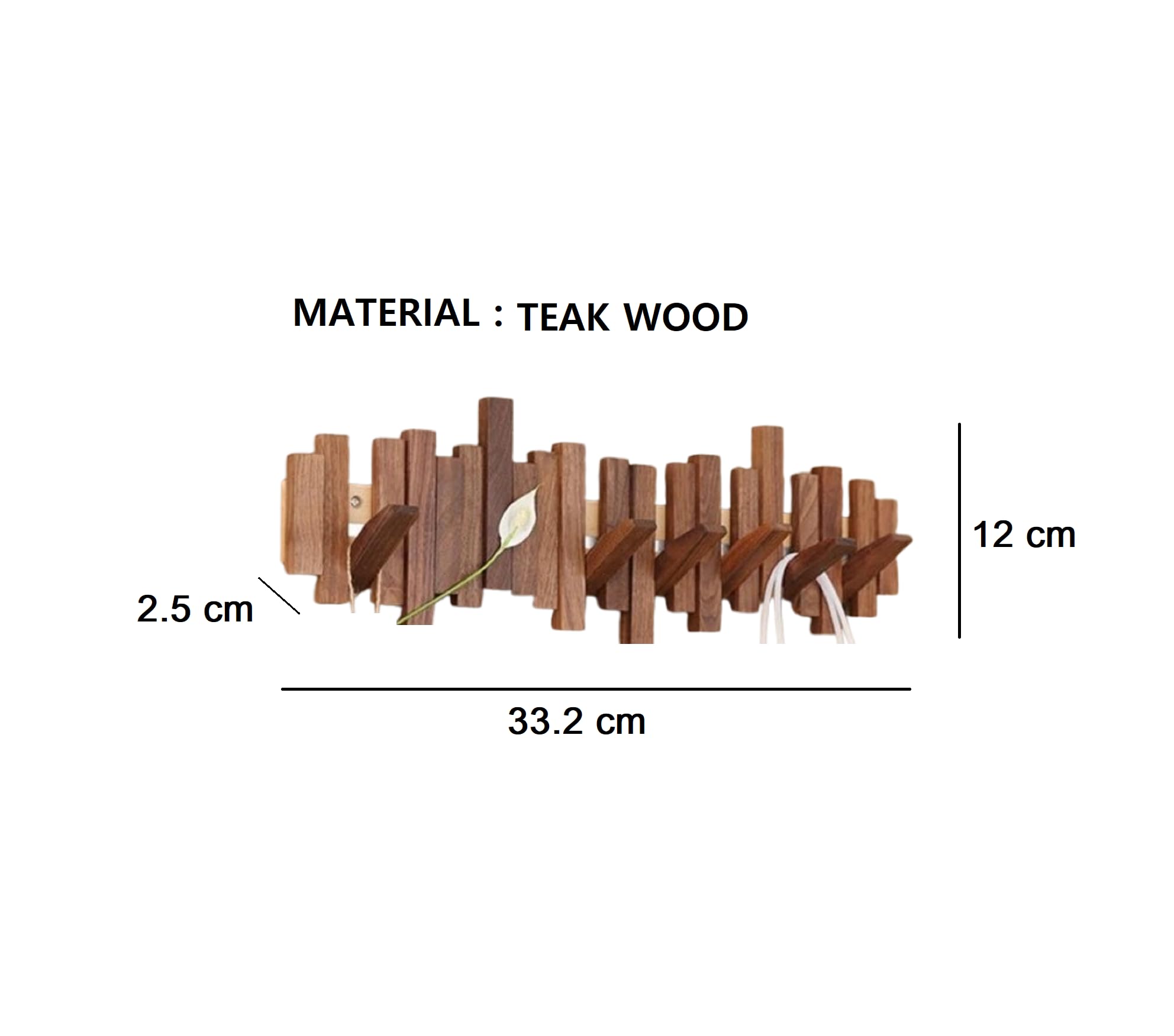 XSOURCE Wooden Wall Mounted Coat Rack with Hooks – Decorative Solid Wood Wall Hook Organizer for Entryway, Hallway & Bedroom, Modern Rustic Wooden Wall Hanger for Coats, Jackets, Bags (8- Hook Piano) 1