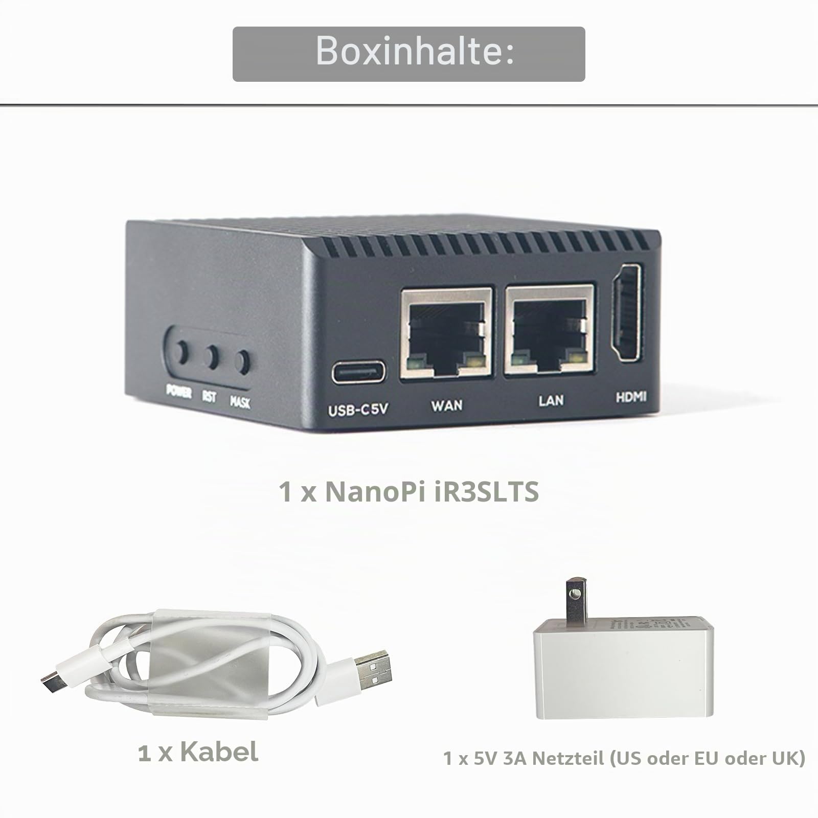 youyeetoo FriendlyElec NanoPi R3S-LTS Mini Router, 1/2GB LPDDR4, 0/32 GB eMMC, RK3566 Soc, OpenWRT mit Dual-Gbps Ethernet, für IOT NAS Smart Home Gateway (2GB RAM,no eMMC,Mit Netzteil)