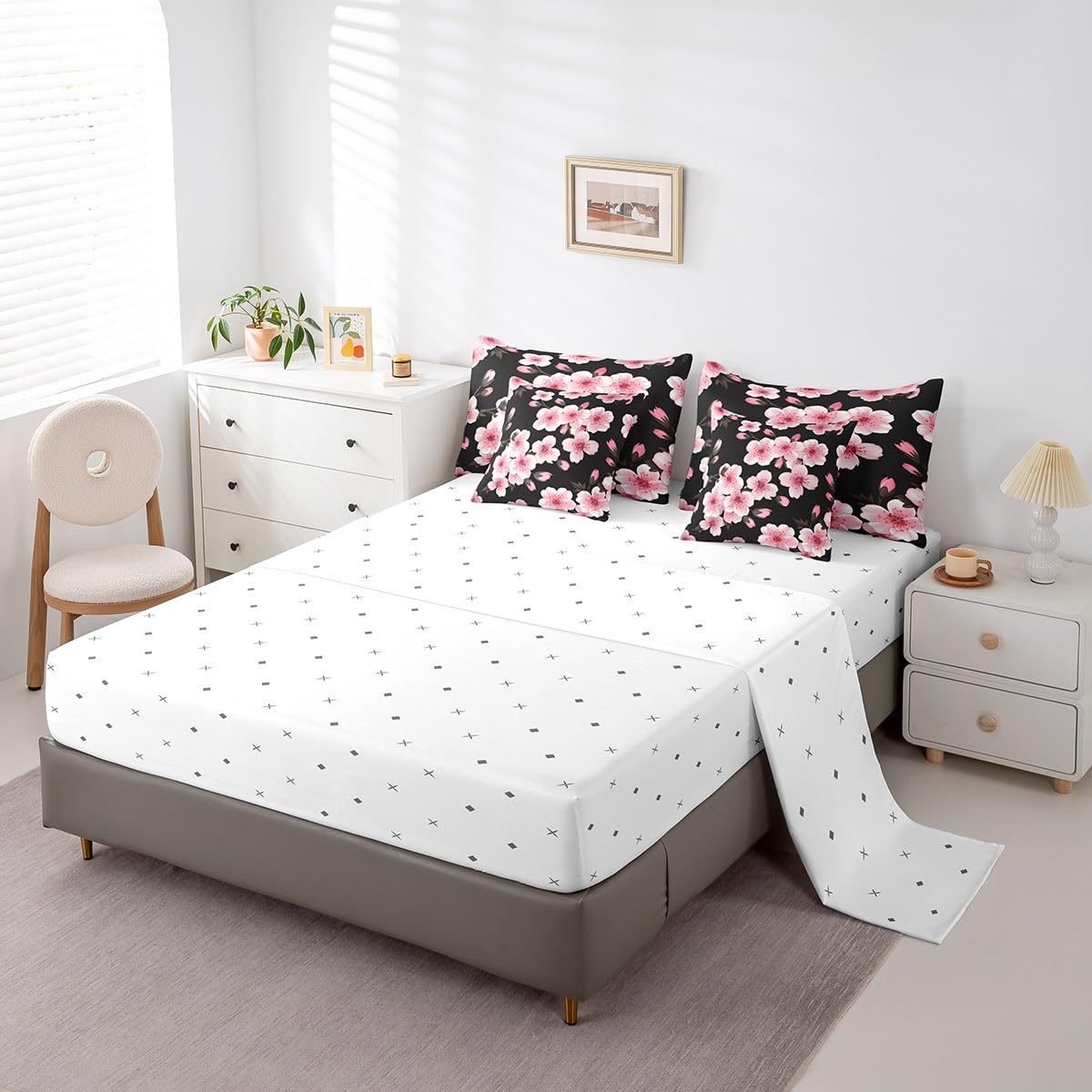 Amazon.com: Feelyou Cherry Blossom Bed in a Bag Twin Size Japanese