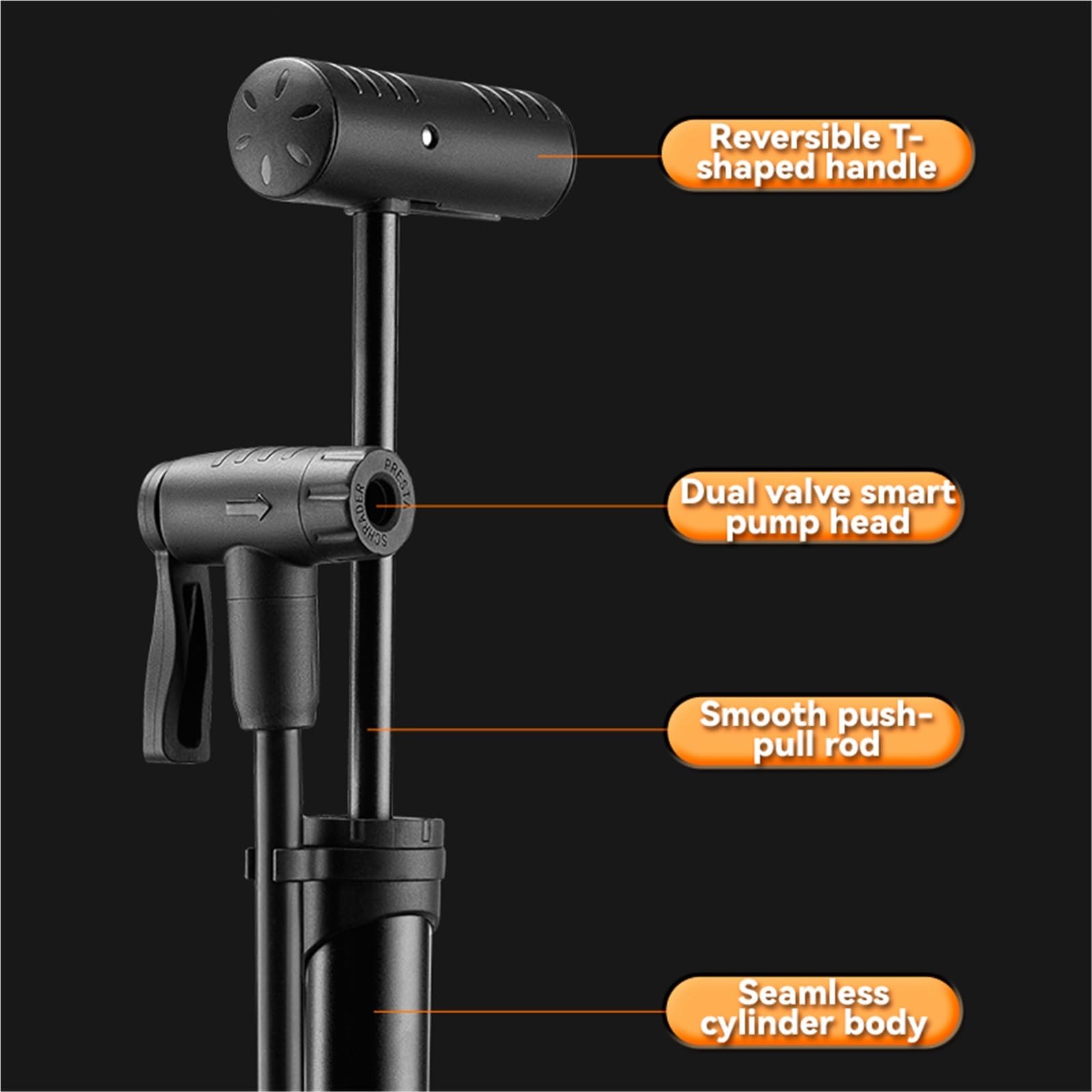 Pompa da bicicletta ad aria portatile 120PSI a mano con manometro MTB Gonfiatore for bici strada per pneumatici per biciclette, palloni e gonfiabil