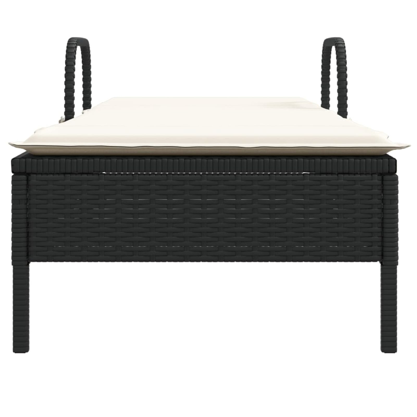 ShGaxin Lettino Prendisole con Ruote e Cuscino in Polyrattan Nero,Lettino Prendisole,Sdraio da Spiaggia,Lettino da Sole,Lettino da Giardino-368308