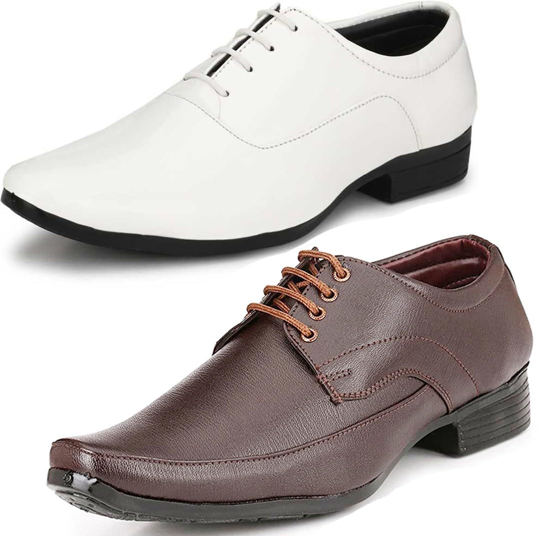 vitoria Shoes for Men | Shoes for Men with PU Sole | Comfortable & Lightweight |Durable & Trendy Design,VTR_1005BdrBrwn_VTR_1006Wht_2S_P-picture-11