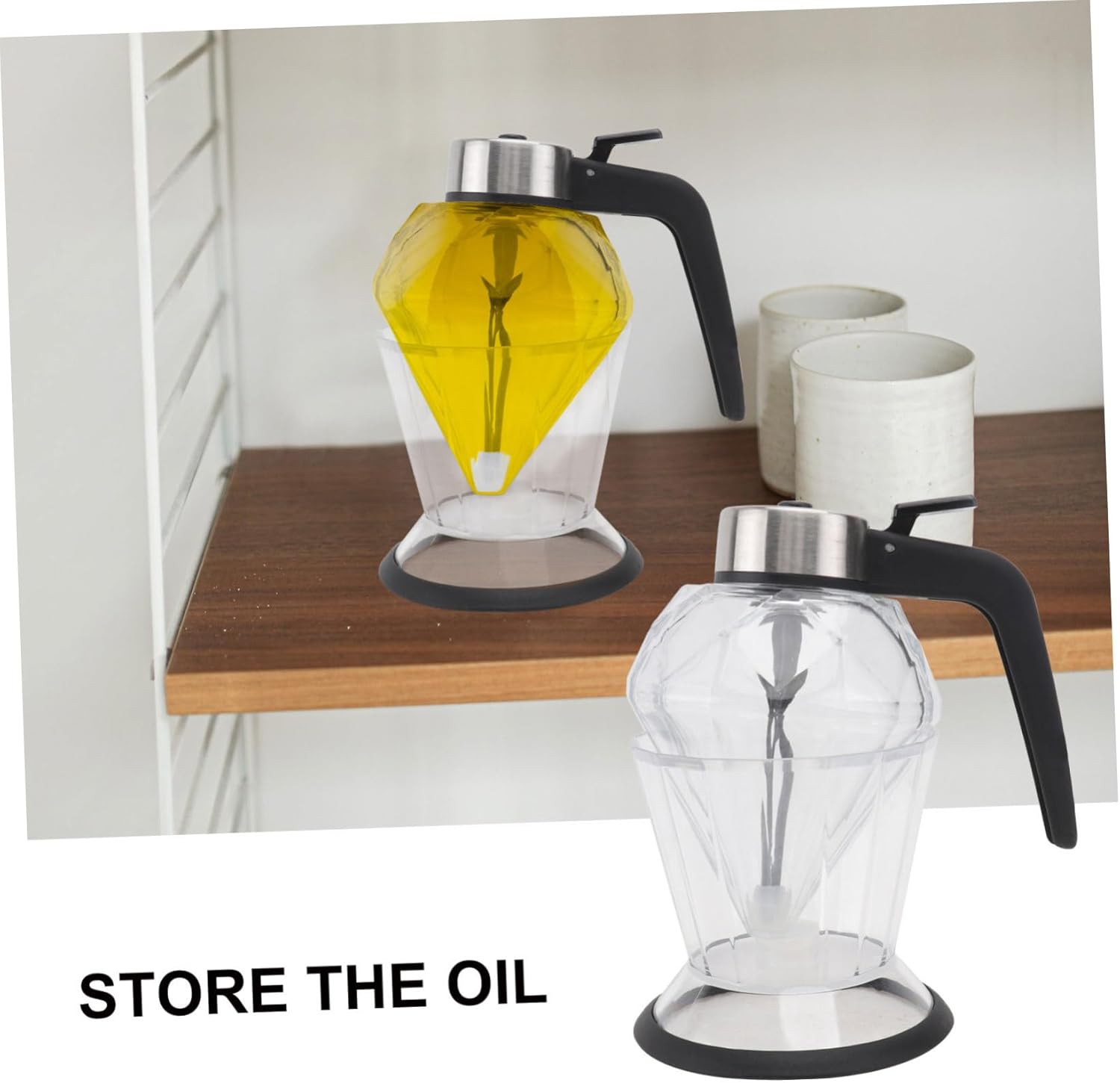 2pcs Pressing Type Glass Seasoning Containers Handy Storage Bottles for Kitchen Condiments and for Home Restaurant Use Leakproof Design with Handle