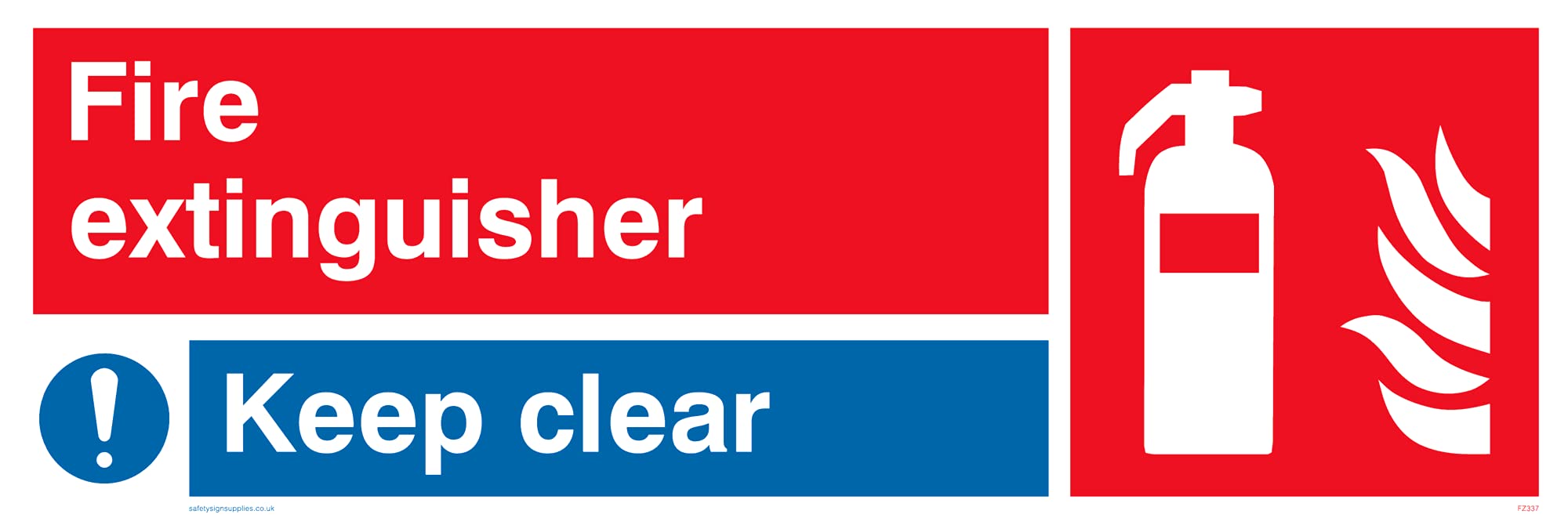Pack of five - Fire Extinguisher Keep Clear Sign - 300x100mm - L31