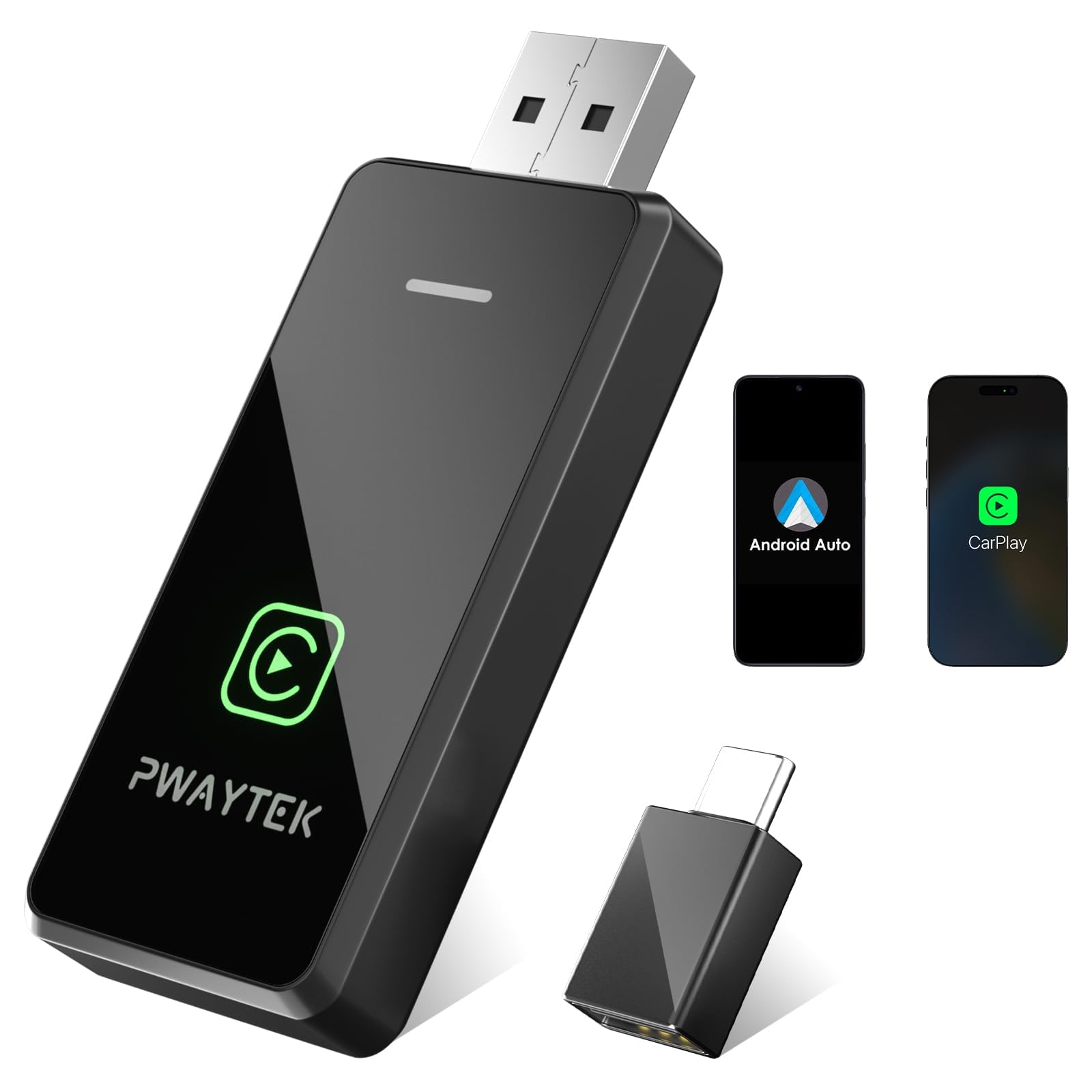 2025 Upgrade Wireless CarPlay Adapter for iPhone, Android Auto Convert Wired to Wireless Adapter Fast Stable 5Ghz WiFi Bluetooth for iPhone, CarPlay Dongle Plug & Play for iOS 10+/Android 11+